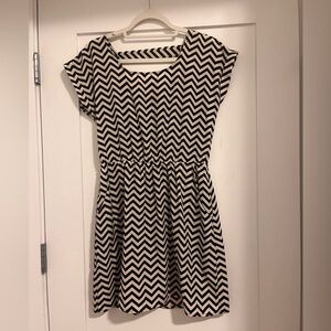 Black and Cream Chevron Dress